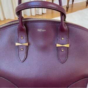 Alexander McQueen Deep Burgundy Tote with Gold Accents